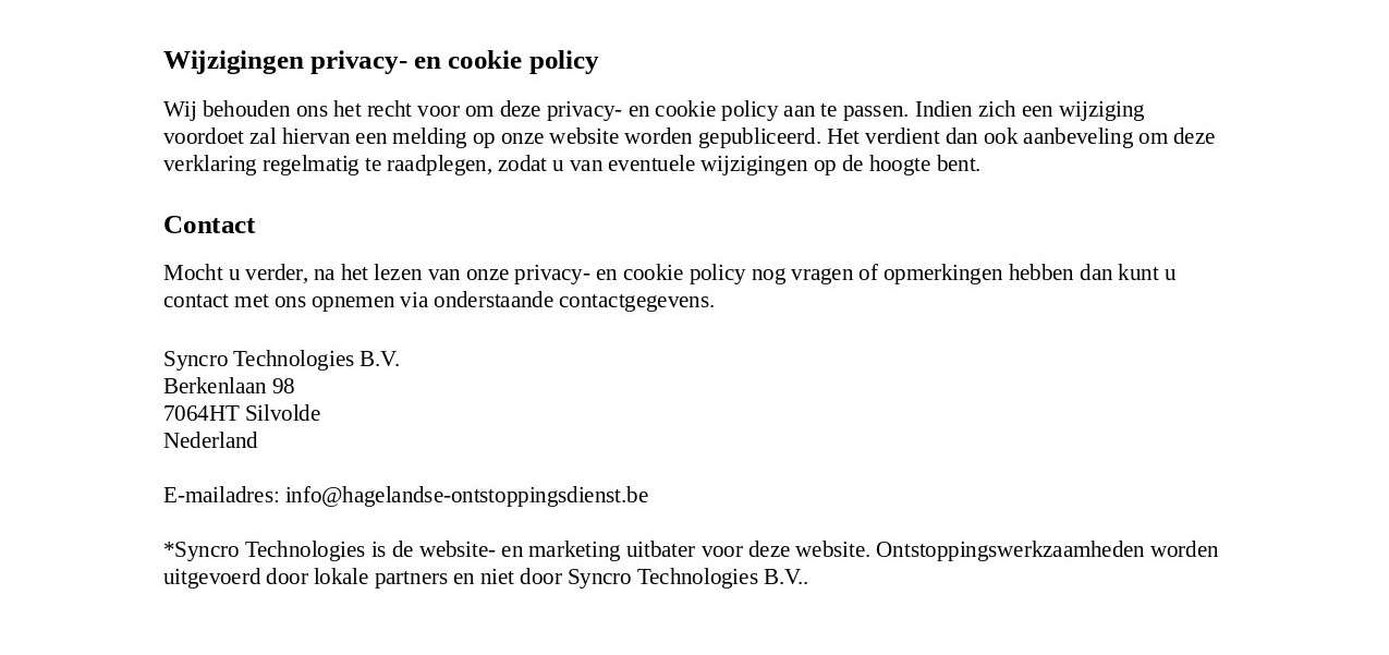 Hagelandse ontstoppingsdienst Privacybeleid pagina 5 -